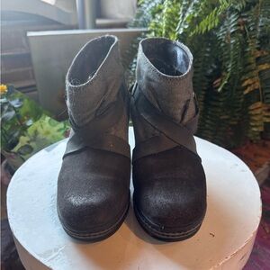 Diesel Suede Leather Canvas Block Heel Booties Faux  Moto, 7